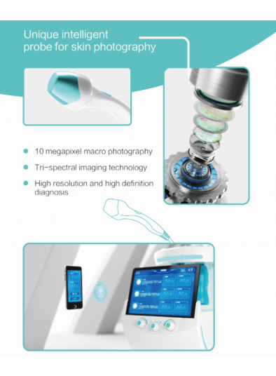 Portable hydrafacial with skin analysis system